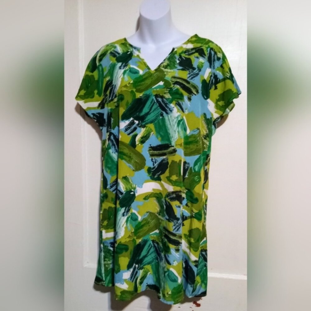 SHEIN Green Abstract Midi Dress